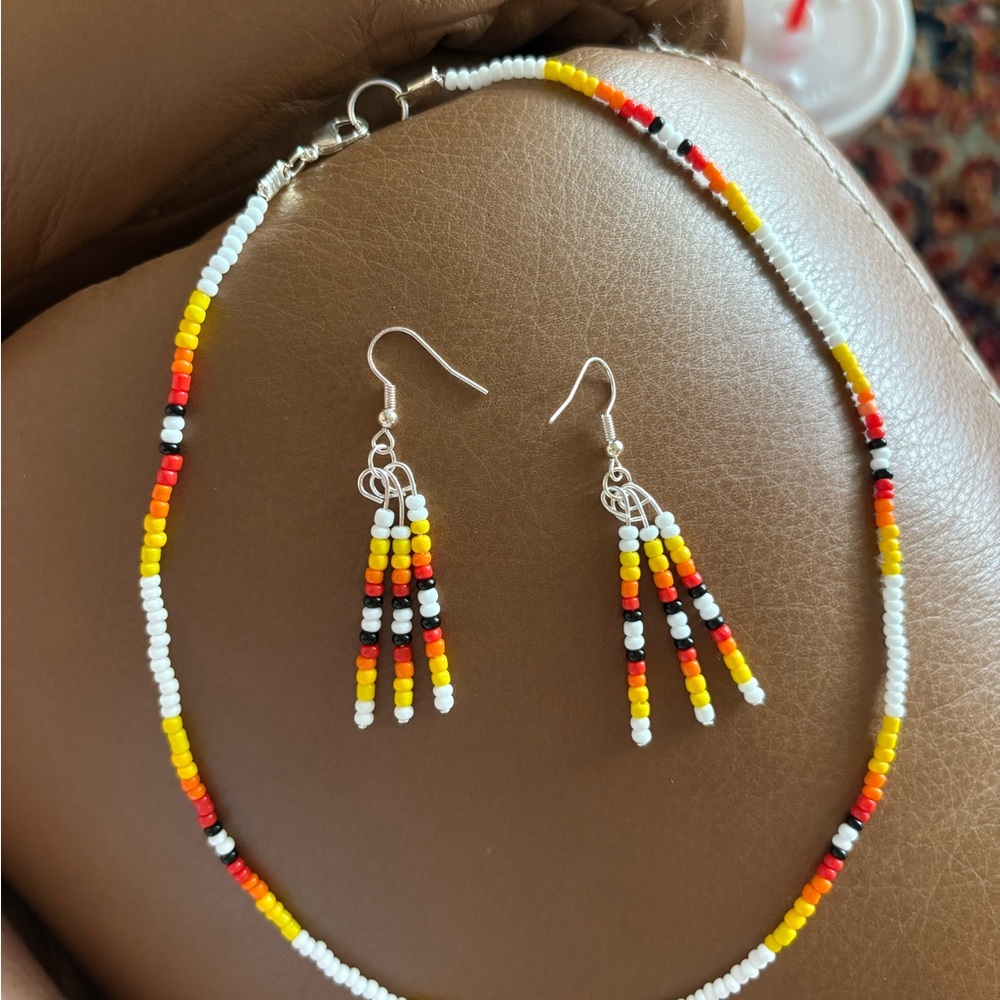 Colorful Beaded Necklace and Earring Set